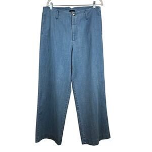 J. Peterman Denim Wide Leg Pants Lightweight in Light Indigo Womens 12 High Rise